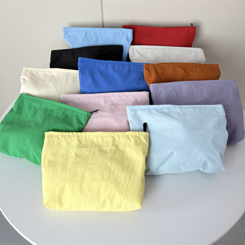 Geantă de cosmetică din nylon impermeabil, exterior simplu, închidere cu fermoar, capacitate mare, căptușeală din poliester, unisex