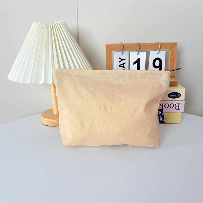 Geantă de cosmetică din nylon impermeabil, exterior simplu, închidere cu fermoar, capacitate mare, căptușeală din poliester, unisex