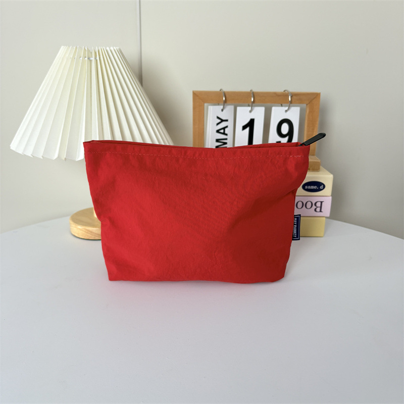 Geantă de cosmetică din nylon impermeabil, exterior simplu, închidere cu fermoar, capacitate mare, căptușeală din poliester, unisex