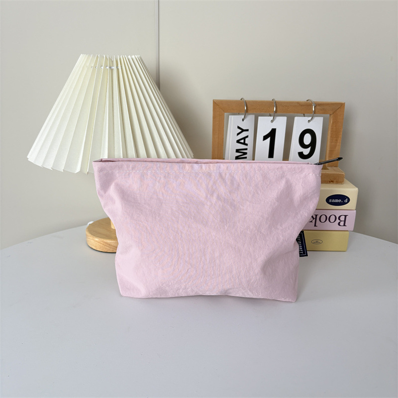 Geantă de cosmetică din nylon impermeabil, exterior simplu, închidere cu fermoar, capacitate mare, căptușeală din poliester, unisex