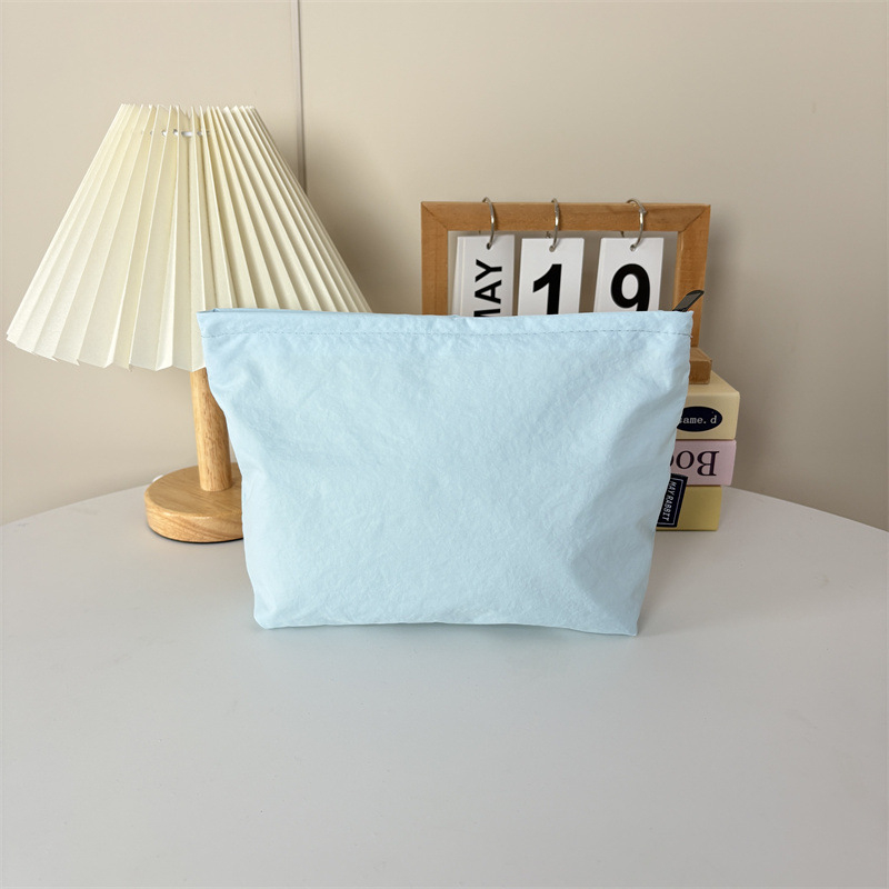 Geantă de cosmetică din nylon impermeabil, exterior simplu, închidere cu fermoar, capacitate mare, căptușeală din poliester, unisex