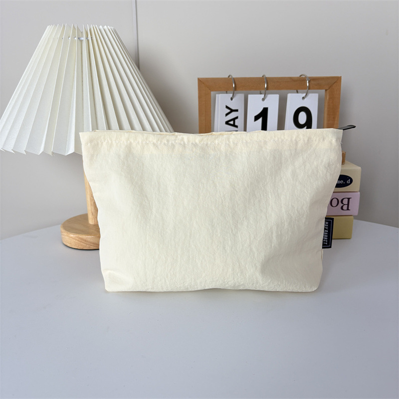 Geantă de cosmetică din nylon impermeabil, exterior simplu, închidere cu fermoar, capacitate mare, căptușeală din poliester, unisex