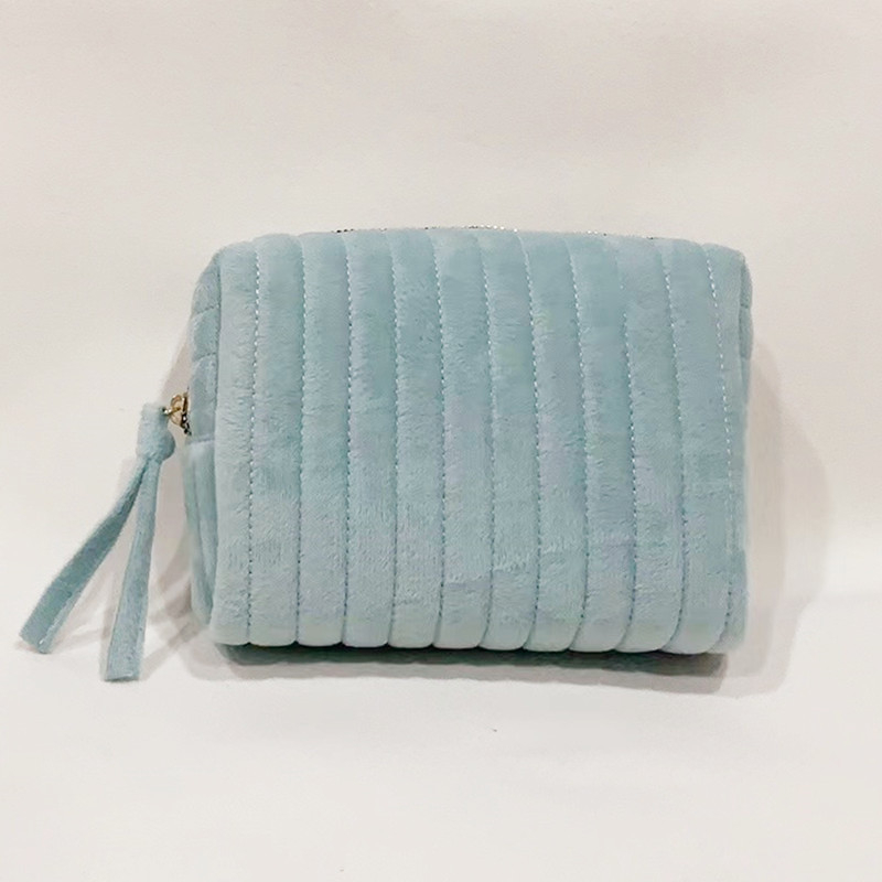 Kosmetinė dėžutė iš veliūro, dryžių raštas, poliesterio pamušalas, miesto minimalistinis stilius, unisex