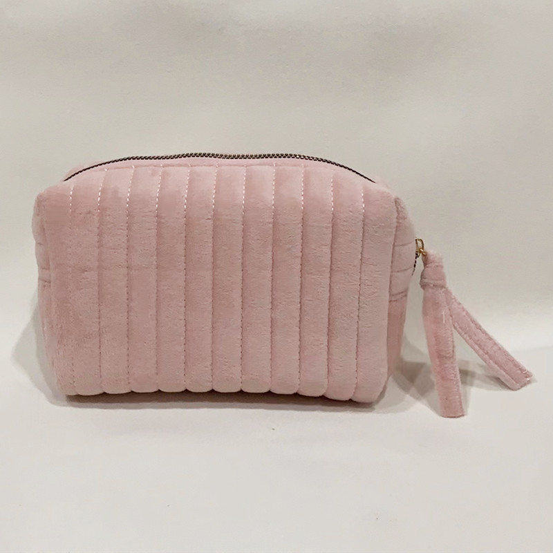 Kosmetinė dėžutė iš veliūro, dryžių raštas, poliesterio pamušalas, miesto minimalistinis stilius, unisex