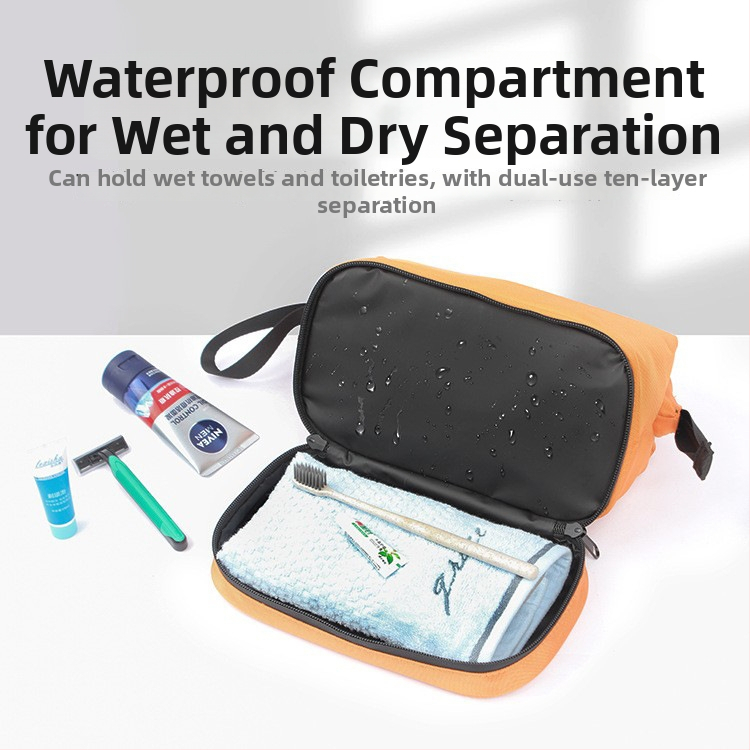 Orbanna atsparus vandeniui kelioninis kosmetikos krepšelis – ultra lengvas, didelė talpa, sausos ir šlapios atskyrimas, poliesteris, užtrauktukas, unisex