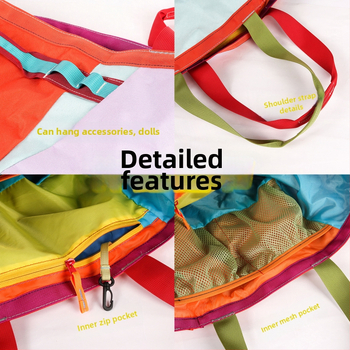 Nailoninė tote rankinė, didelė talpa, horizontalios kvadrato formos, atveriamas viršus, vienas peties dirželis, pamušalas iš nailono