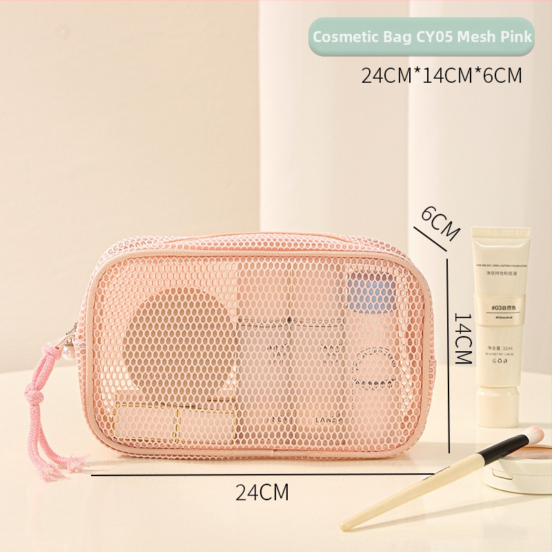 Kosmeetika kott võrgust kangast, käekoti stiilis, mudel 01b1605; mitmekülgne reisiks, kosmeetika ja hügieenitarvete hoiustamine.