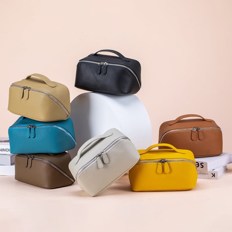 Kosmetinė ir kelioninė saugykla iš pirmojo sluoksnio karvės odos, nešiojama, miesto minimalistinis stilius, pamušalas poliesteris–medvilna