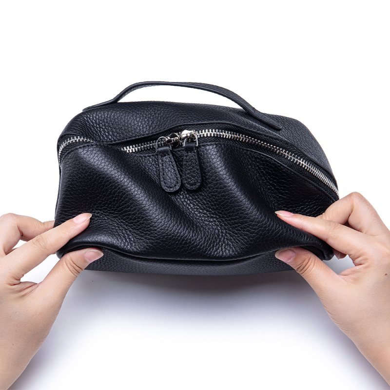 Kosmetinė ir kelioninė saugykla iš pirmojo sluoksnio karvės odos, nešiojama, miesto minimalistinis stilius, pamušalas poliesteris–medvilna