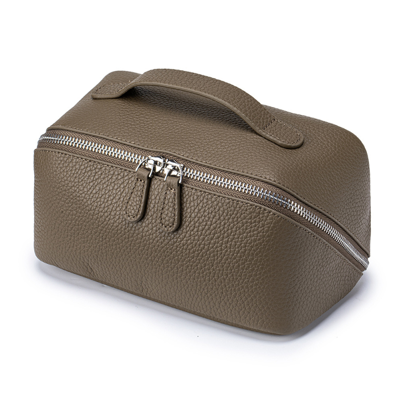 Kosmetinė ir kelioninė saugykla iš pirmojo sluoksnio karvės odos, nešiojama, miesto minimalistinis stilius, pamušalas poliesteris–medvilna