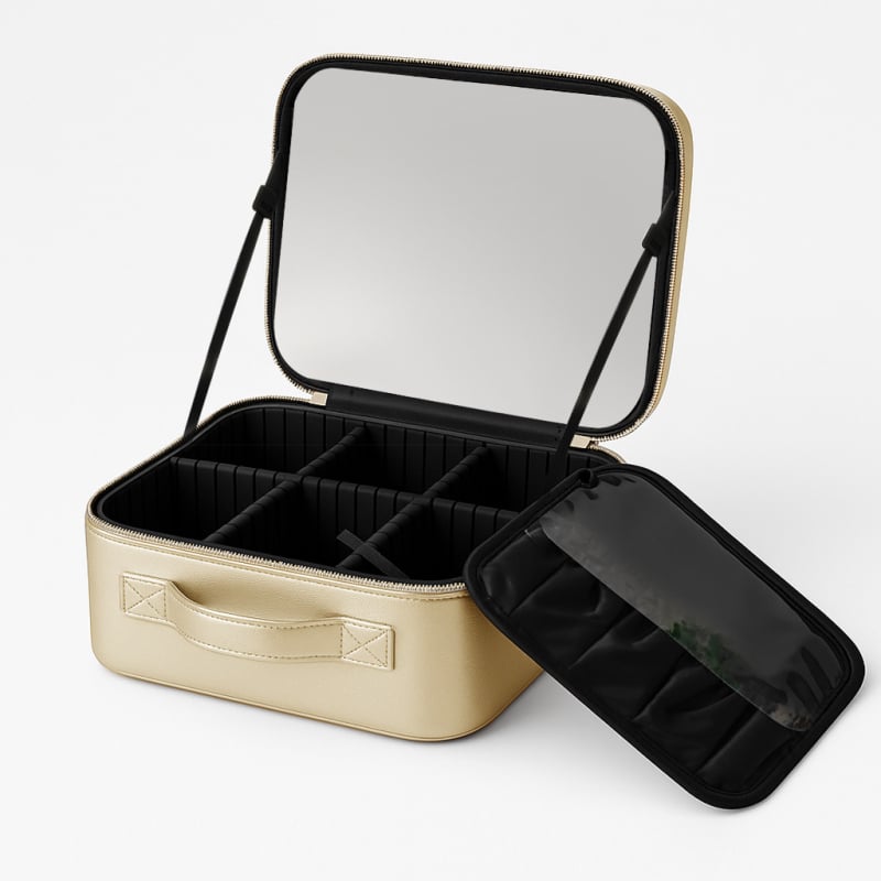 Θήκη καλλυντικών με LED φωτισμό και καθρέφτη, μεγάλη χωρητικότητα, θύρα USB, αδιάβροχη