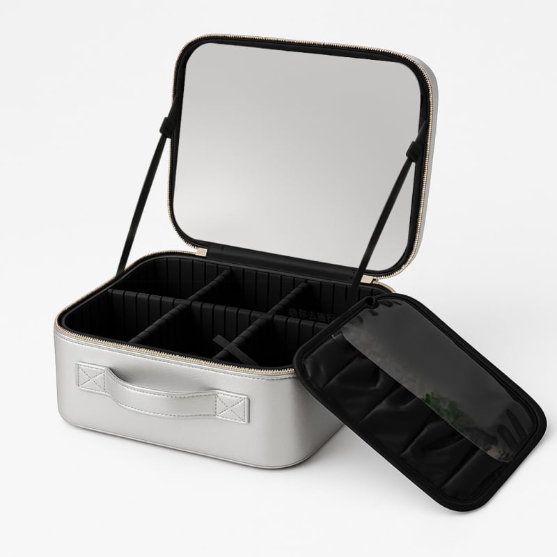 Θήκη καλλυντικών με LED φωτισμό και καθρέφτη, μεγάλη χωρητικότητα, θύρα USB, αδιάβροχη