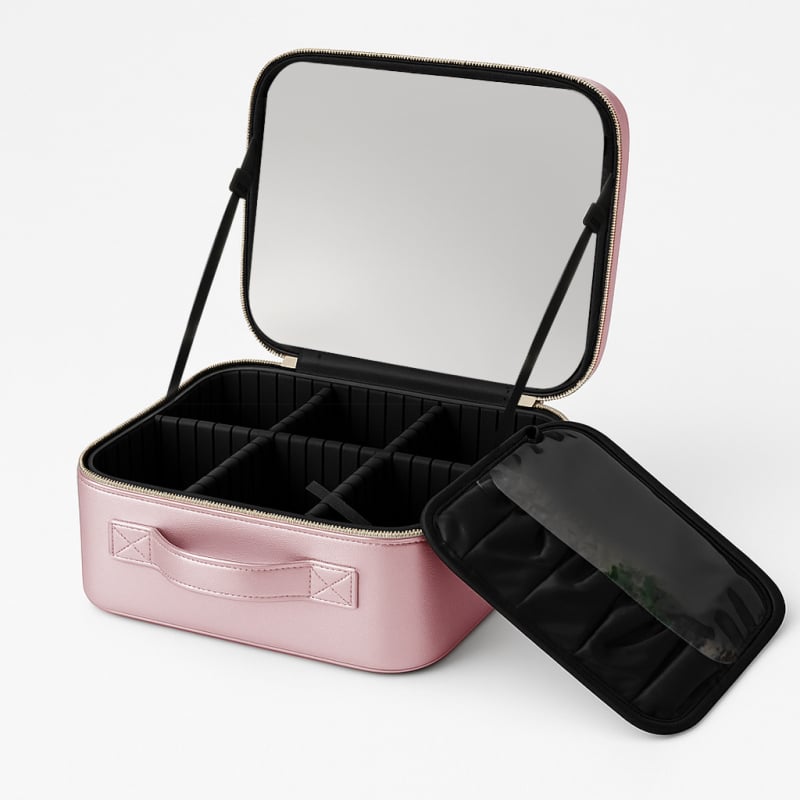 Θήκη καλλυντικών με LED φωτισμό και καθρέφτη, μεγάλη χωρητικότητα, θύρα USB, αδιάβροχη