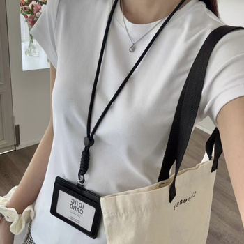 Držač kartica u Miu stilu s kaišem | kožni, moderan minimalistički stil, za radne iskaznice, pristupne kartice, službene iskaznice, kampus kartice i kartice za obrok