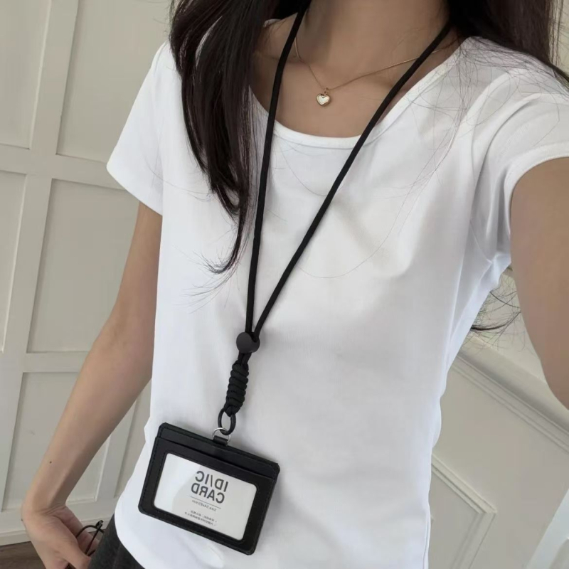 Držač kartica u Miu stilu s kaišem | kožni, moderan minimalistički stil, za radne iskaznice, pristupne kartice, službene iskaznice, kampus kartice i kartice za obrok