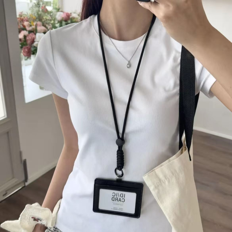 Držač kartica u Miu stilu s kaišem | kožni, moderan minimalistički stil, za radne iskaznice, pristupne kartice, službene iskaznice, kampus kartice i kartice za obrok