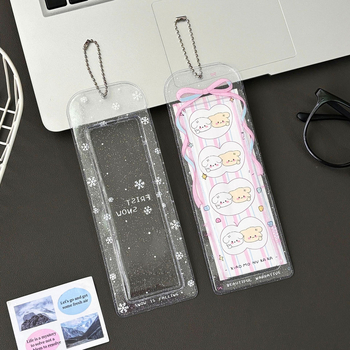 Καρτοθήκη τεσσάρων θέσεων, λαμπερή κορδέλα-φιόγκο και σχέδιο χιονονιφάδας, PVC, INS στυλ