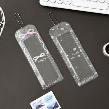 Καρτοθήκη τεσσάρων θέσεων, λαμπερή κορδέλα-φιόγκο και σχέδιο χιονονιφάδας, PVC, INS στυλ