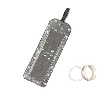 Καρτοθήκη τεσσάρων θέσεων, λαμπερή κορδέλα-φιόγκο και σχέδιο χιονονιφάδας, PVC, INS στυλ