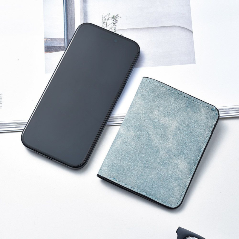 Ανδρική υπερλεπτή θήκη καρτών από συνθετικό δέρμα, με θήκη για άδεια οδήγησης και πολλαπλές θέσεις καρτών, αντι-μαγνητική προστασία