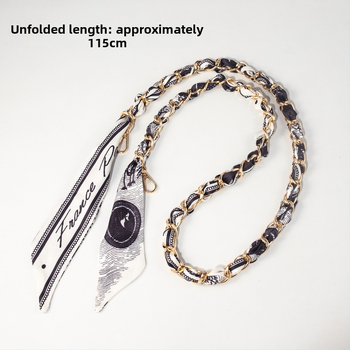 Maišo peties dirželio plėtimo grandinė iš aliuminio lydinio — dekoratyvinė ir keičiamoji grandinė, gatvės stilius, langelių raštas, pečių juostos priedas, Pavasaris 2025