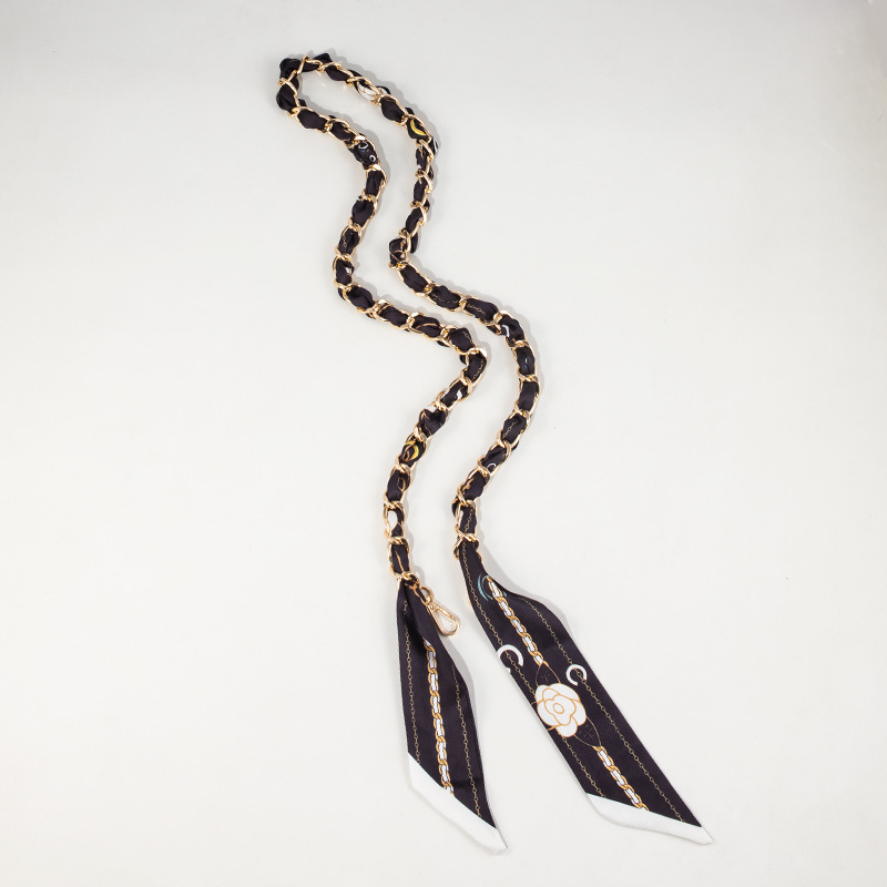 Maišo peties dirželio plėtimo grandinė iš aliuminio lydinio — dekoratyvinė ir keičiamoji grandinė, gatvės stilius, langelių raštas, pečių juostos priedas, Pavasaris 2025