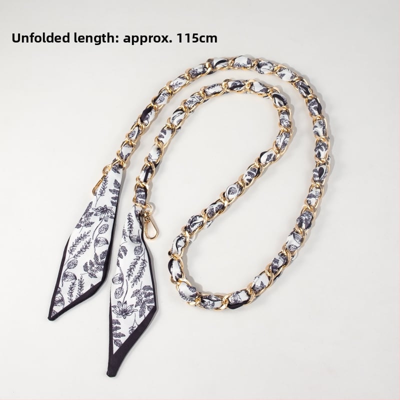 Maišo peties dirželio plėtimo grandinė iš aliuminio lydinio — dekoratyvinė ir keičiamoji grandinė, gatvės stilius, langelių raštas, pečių juostos priedas, Pavasaris 2025