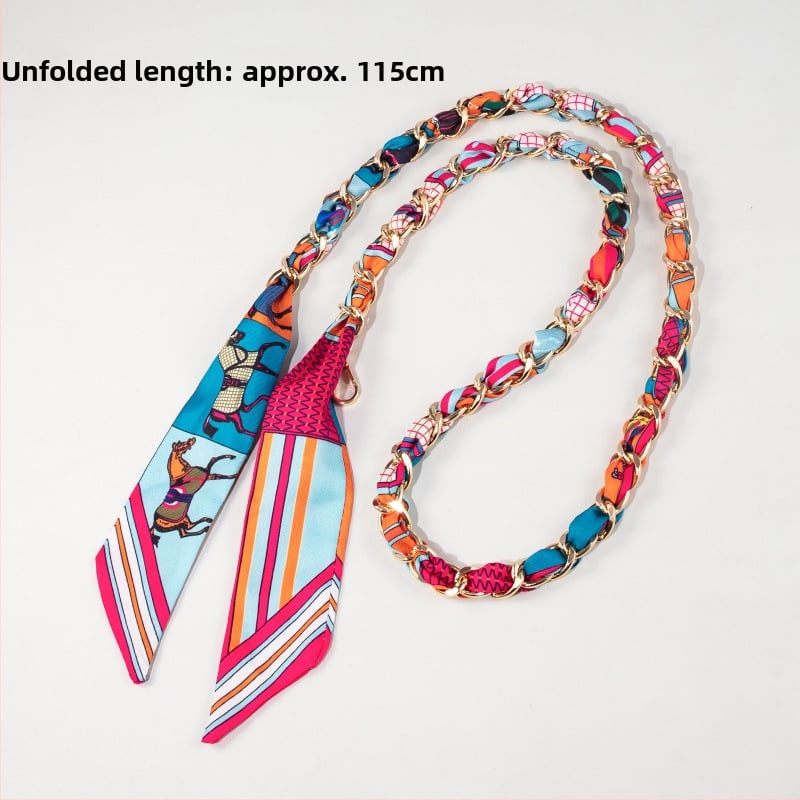 Maišo peties dirželio plėtimo grandinė iš aliuminio lydinio — dekoratyvinė ir keičiamoji grandinė, gatvės stilius, langelių raštas, pečių juostos priedas, Pavasaris 2025