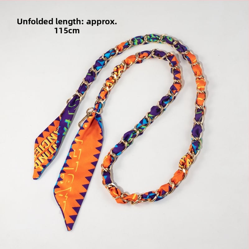 Maišo peties dirželio plėtimo grandinė iš aliuminio lydinio — dekoratyvinė ir keičiamoji grandinė, gatvės stilius, langelių raštas, pečių juostos priedas, Pavasaris 2025