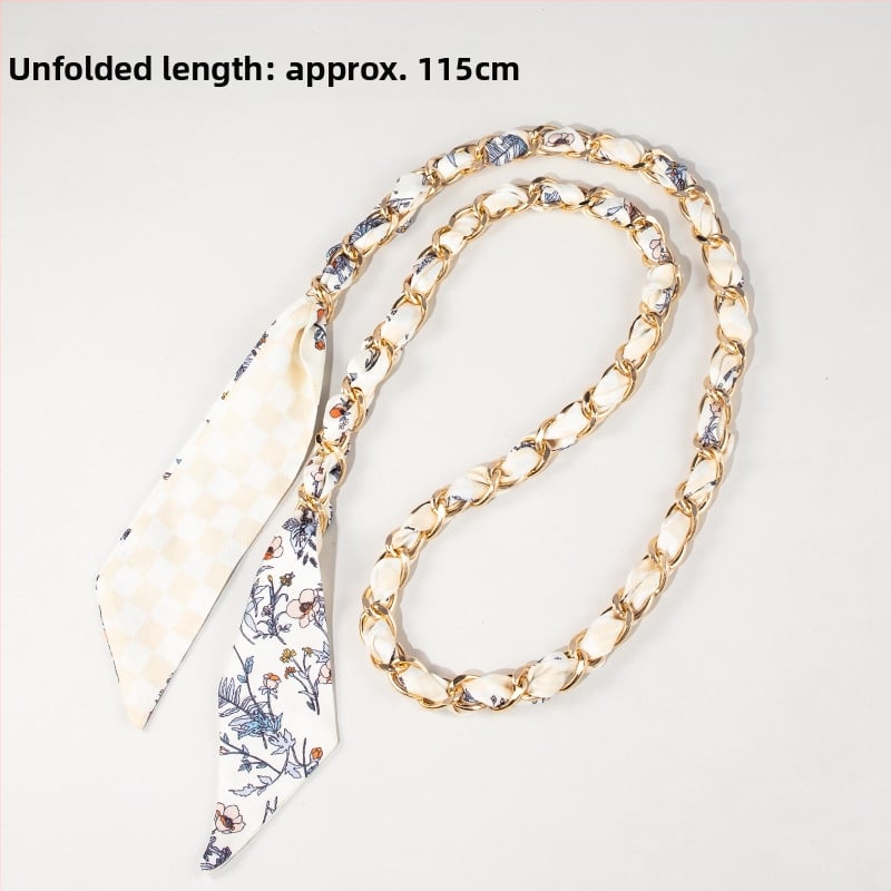 Maišo peties dirželio plėtimo grandinė iš aliuminio lydinio — dekoratyvinė ir keičiamoji grandinė, gatvės stilius, langelių raštas, pečių juostos priedas, Pavasaris 2025