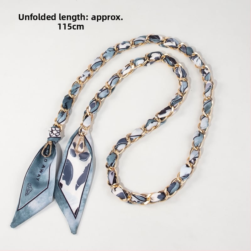 Maišo peties dirželio plėtimo grandinė iš aliuminio lydinio — dekoratyvinė ir keičiamoji grandinė, gatvės stilius, langelių raštas, pečių juostos priedas, Pavasaris 2025