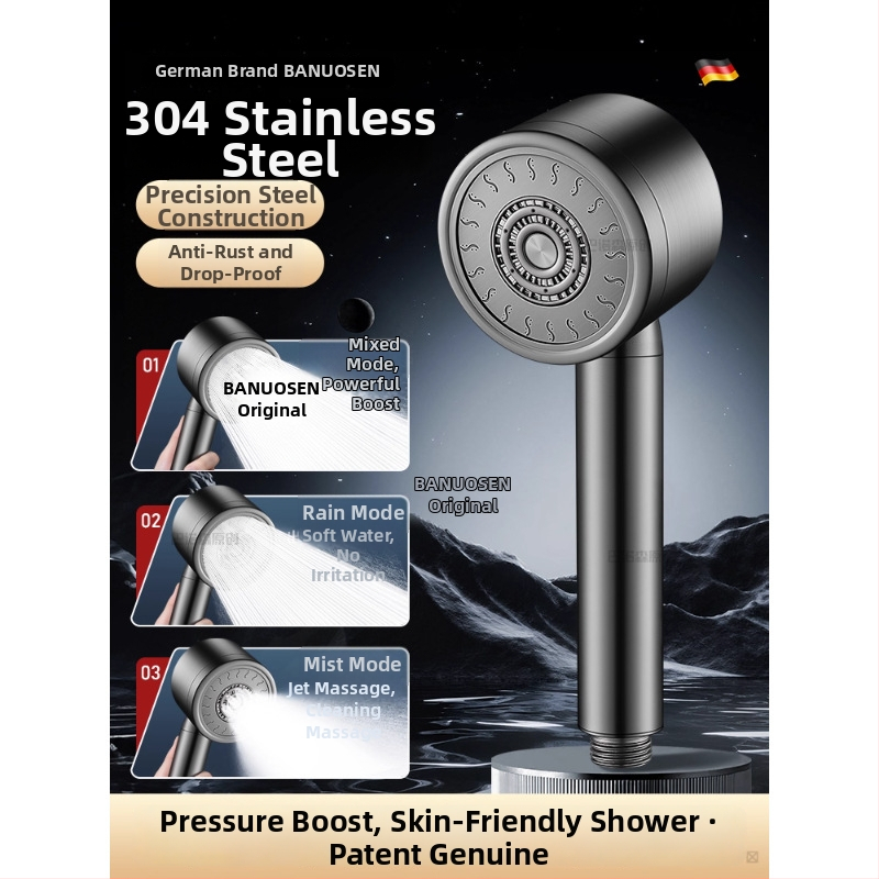 304 roostevabast terasest dušipea pressuriseeritud temperatuuri kontrolliga – ümmargune kuju, elektroplaaditud viimistlus, purunemiskindel