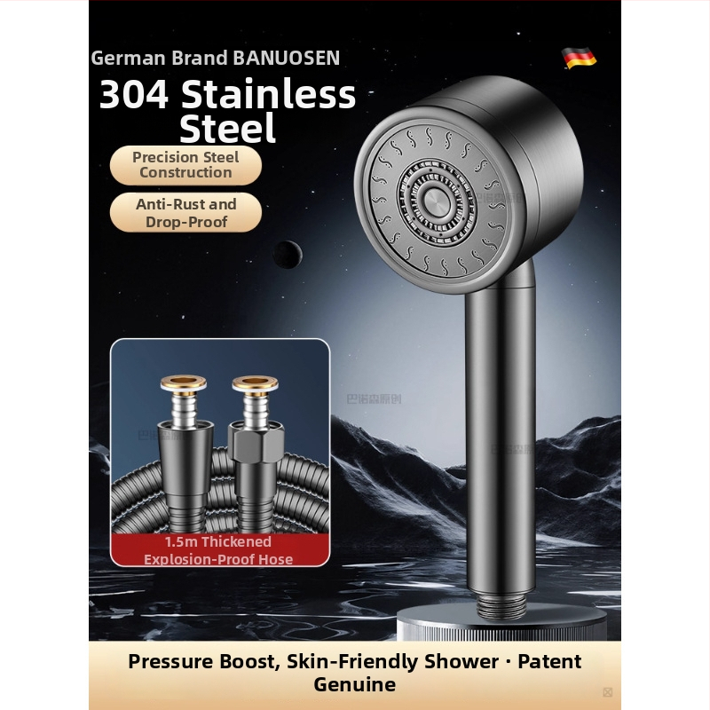 304 roostevabast terasest dušipea pressuriseeritud temperatuuri kontrolliga – ümmargune kuju, elektroplaaditud viimistlus, purunemiskindel