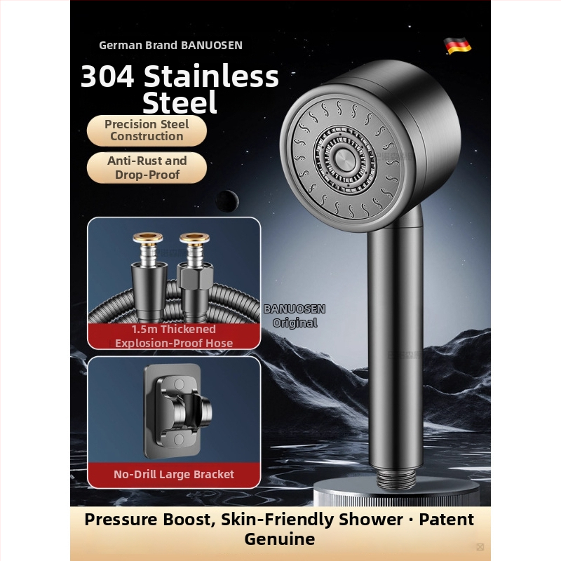 304 roostevabast terasest dušipea pressuriseeritud temperatuuri kontrolliga – ümmargune kuju, elektroplaaditud viimistlus, purunemiskindel