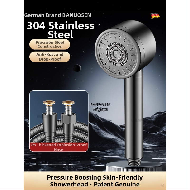 304 roostevabast terasest dušipea pressuriseeritud temperatuuri kontrolliga – ümmargune kuju, elektroplaaditud viimistlus, purunemiskindel