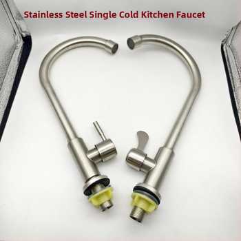 Virtuvės vertikalus, šlifuotas nerūdijančio plieno čiaupas su viena rankena ir vienu skylute, su žarna, modelis LS-11, keramikinis vožtuvas, 0-90°C, 10 MPa