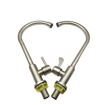 Кухненски вертикален кран от шлифована неръждаема стомана, едноръков и с едно дупче, с маркуч; модел LS-11, керамичен клапан, 0-90°C, 10 MPa