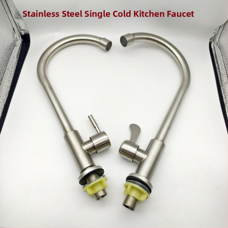 Virtuvės vertikalus, šlifuotas nerūdijančio plieno čiaupas su viena rankena ir vienu skylute, su žarna, modelis LS-11, keramikinis vožtuvas, 0-90°C, 10 MPa