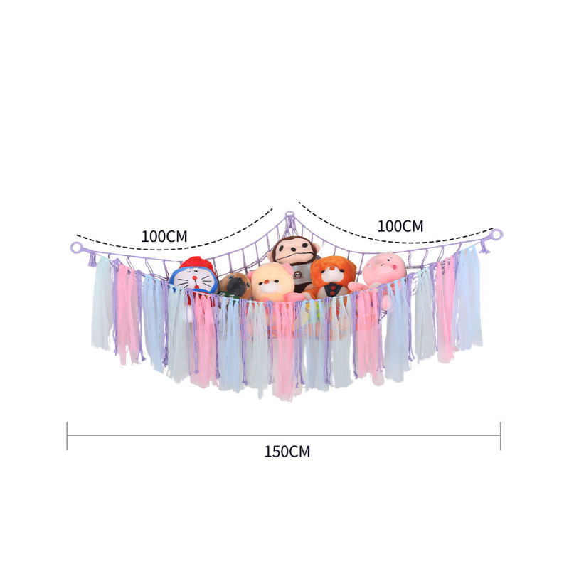 Ръчно тъкана памучна въжена триъгълна мрежа за съхранение на плюшени играчки — прост модерен стил, произход Шандонг, персонализация налична