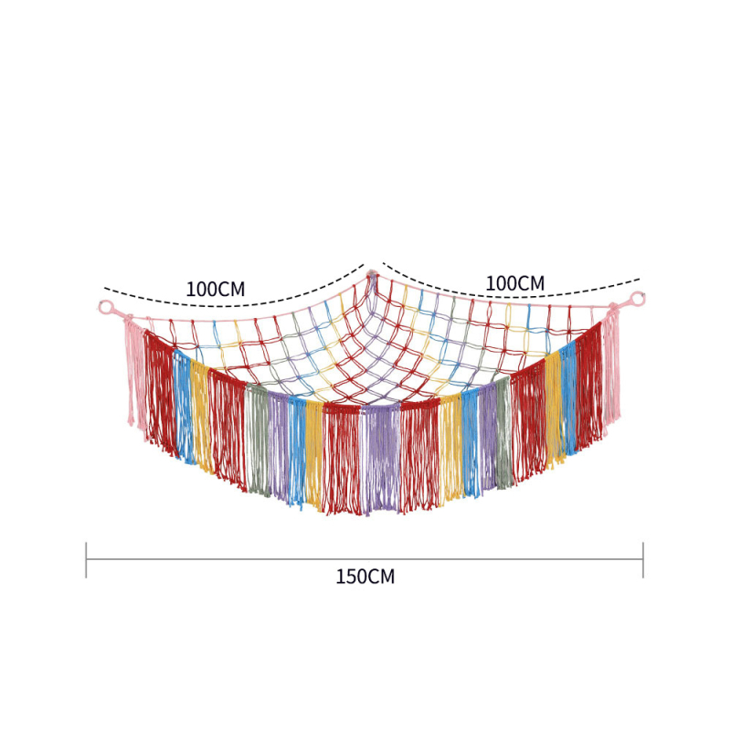 Ръчно тъкана памучна въжена триъгълна мрежа за съхранение на плюшени играчки — прост модерен стил, произход Шандонг, персонализация налична