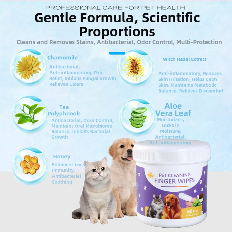 Dzīvnieku zobu higiēnas mitrās salvetes kaķiem un suņiem – antibakteriālas un pretiekaisuma, svaigs elpas, zobu balināšana, zobakmens noņemšana un smaganu kopšana, divpusējs pērļu raksts