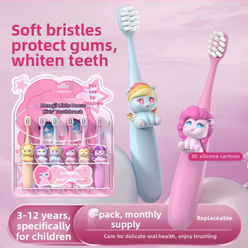 Rokas manuālā bērnu zobu birste ar mīkstām sariņām (sešu vienību iepakojums; CKT25-9-1; Brush mibala; bērniem)