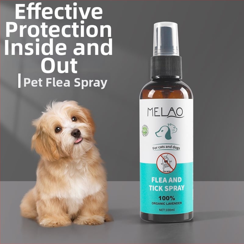 Šunų blusų purškiklis – Melao, plastikinė buteliukas, licencijuotas privatus prekės ženklas, pakuotė 96 vnt