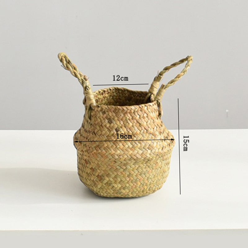 Pletots grozs augu podā no zāles – salokāms, roku darbs, dekoratīvs