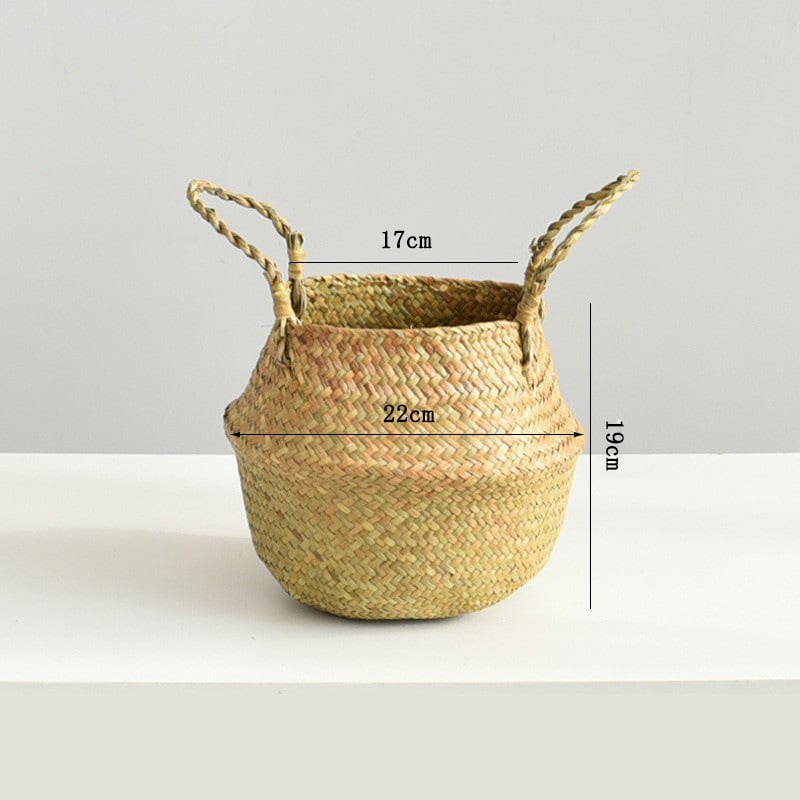 Pletots grozs augu podā no zāles – salokāms, roku darbs, dekoratīvs