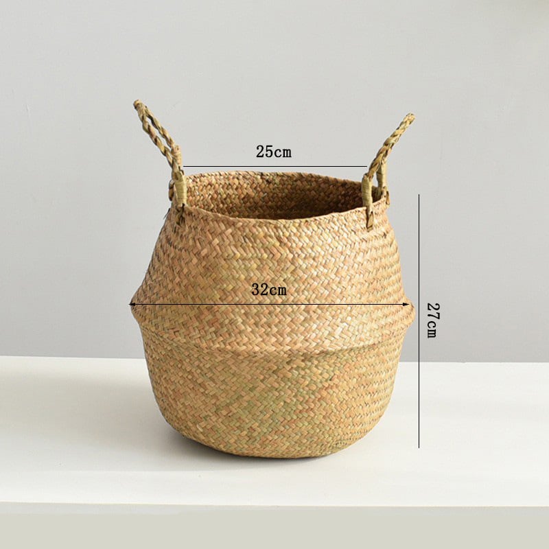 Pletots grozs augu podā no zāles – salokāms, roku darbs, dekoratīvs