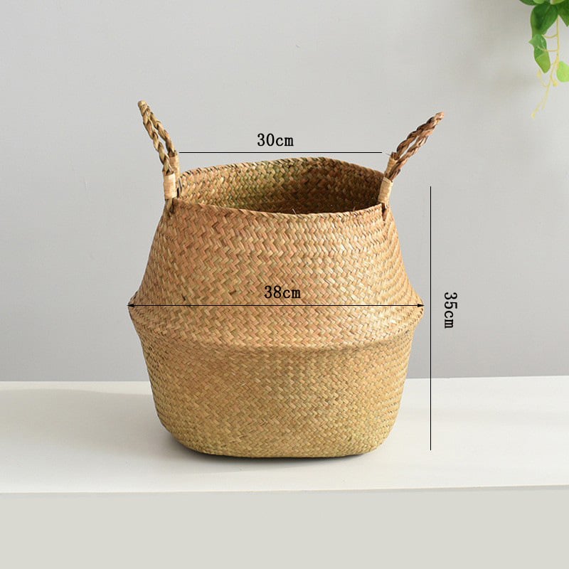 Pletots grozs augu podā no zāles – salokāms, roku darbs, dekoratīvs