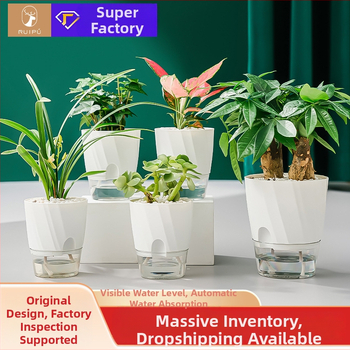 Gėlių vazonas su automatinio laistymo sistema, skaidra plastiko medžiaga, atsparus korozijai ir patvarus; tinkamas staliniam ar grindų naudojimui, šiaurietiškas minimalistinis dizainas, gaminamas liejant į vieną dalį.