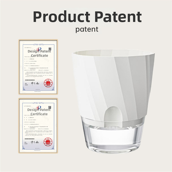 Gėlių vazonas su automatinio laistymo sistema, skaidra plastiko medžiaga, atsparus korozijai ir patvarus; tinkamas staliniam ar grindų naudojimui, šiaurietiškas minimalistinis dizainas, gaminamas liejant į vieną dalį.