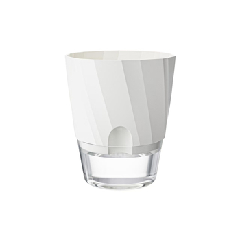 Саксия за цветя със самополиване, прозрачен пластмасов корпус, устойчив на корозия и издръжлив; подходяща за настолно или подово използване, скандинавски минималистичен дизайн, изработена чрез инжекционно формиране.